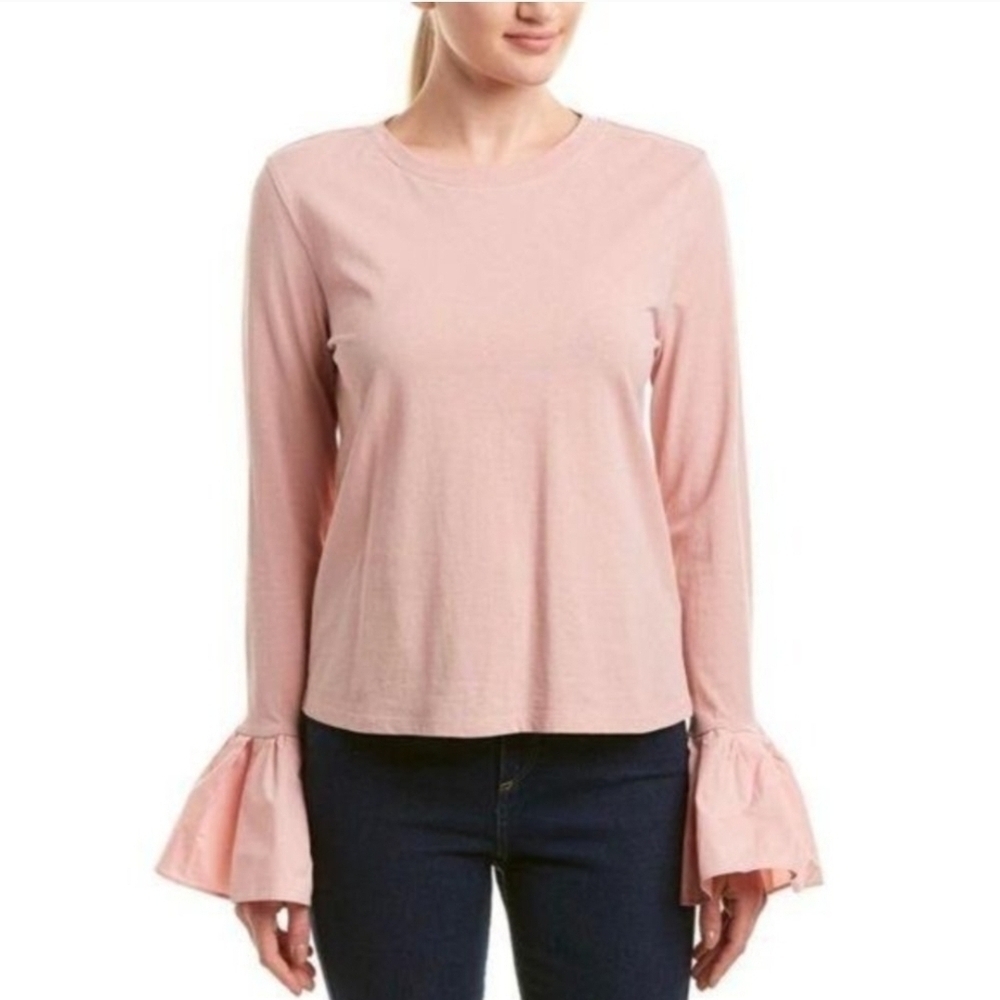 English Factory Light Pink Bell Sleeve Blouse Sz M 100% Cotton New With Tag